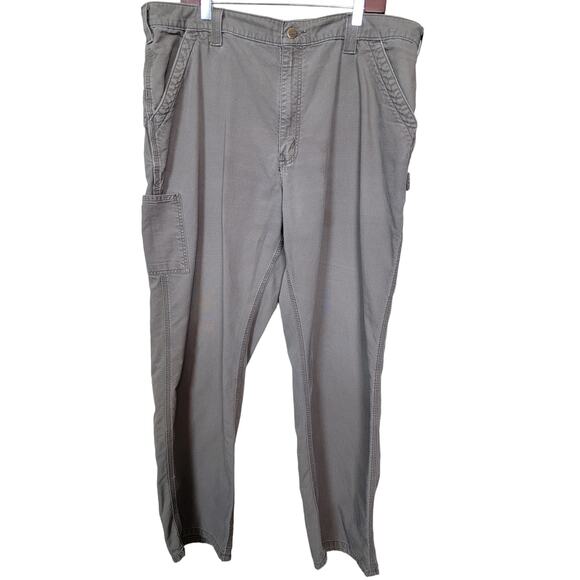 Carhartt Green 40x32 Dungaree Fit Cargo Pockets Straight Leg Jeans STAINS - Picture 1 of 7